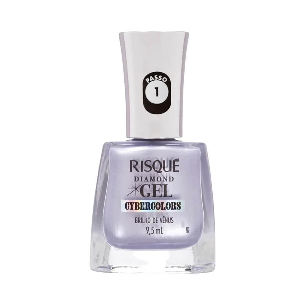 Frasco de esmalte Risqué Diamond Gel Cybercolors Brilho de Vênus com acabamento metálico